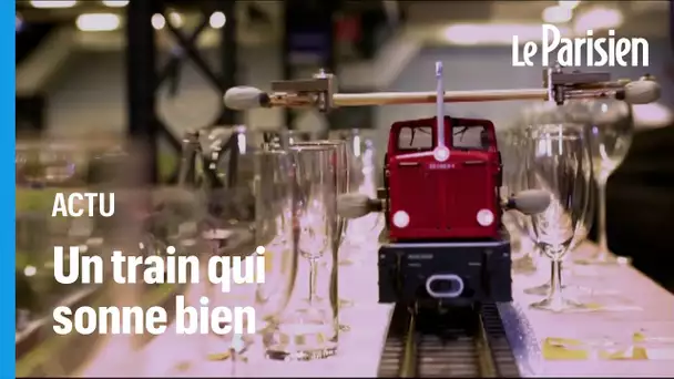 Voici le record de la plus longue mélodie jouée sur des verres... avec un train miniature !