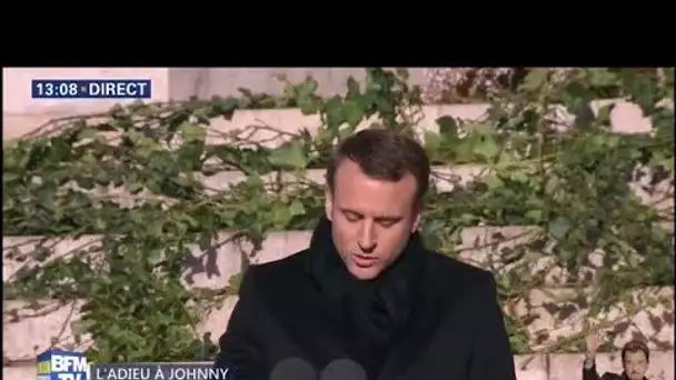 Réécoutez en intégralité l’éloge funèbre de Johnny Hallyday prononcé par Emmanuel Macron