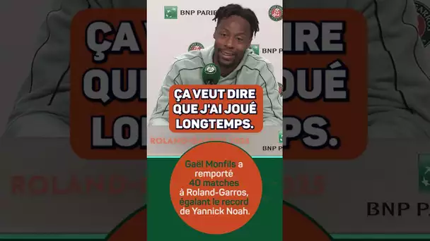 😂 #Monfils rigole après avoir égalé le record de Yannick Noah de 40 victoires à #RolandGarros !
