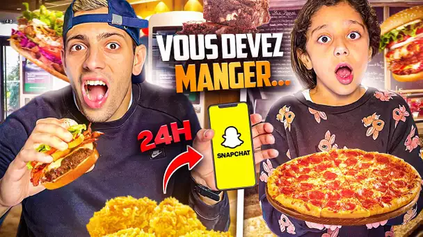 SNAPCHAT DÉCIDE CE QU'ON MANGE PENDANT 24H !😍🔥 ( Tacos , burger...)