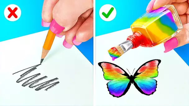 Astuces artistiques faciles et colorées 🎨🖌🖌 Astuces de dessin et de peinture à essayer abolsument