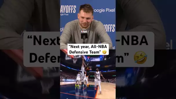 “Next year, All-NBA Defensive Team” - Luka laughs about his late game block! 👀🤣 | #Shorts