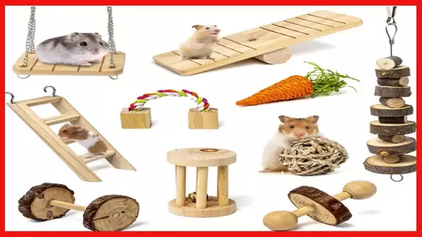Sofier Hamster Chew Toys Set Natural Wooden Hamster Toys and Accessories for Cage Guinea Pig Chew