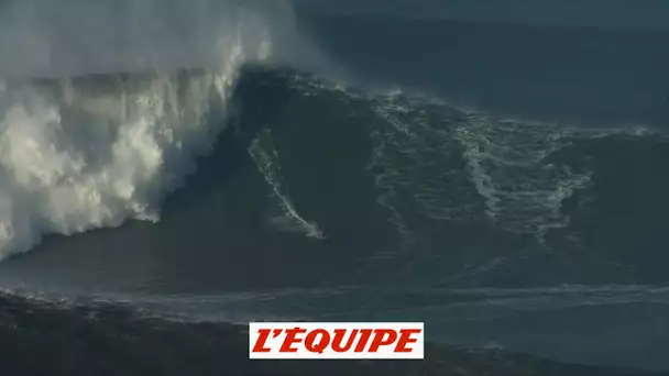 Adrénaline - Surf : Benjamin Sanchis surfe une énorme vague à Nazaré