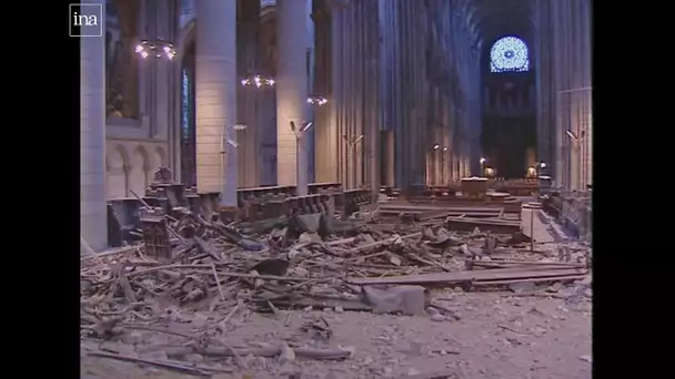 Tempête du 26 décembre1999 : l'un des clochetons de la cathédrale de Rouen s'est effondré