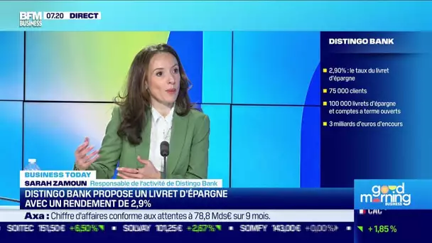 Sarah Zamoun (Distingo Bank): Distingo Bank propose un livret d'épargne avec un rendement de 2,9%