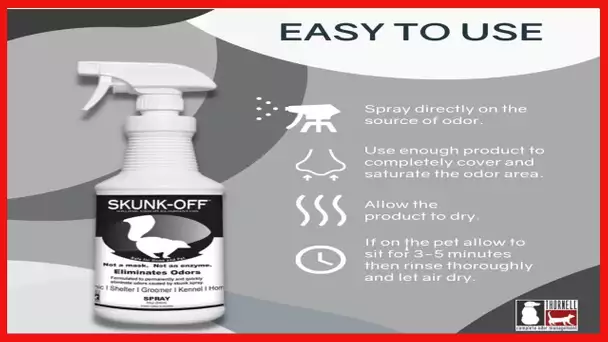 Skunk Off Skunk Odor Eliminator Pet Spray (32oz) - Ready To Use Skunk Odor Remover For Dogs, Cats