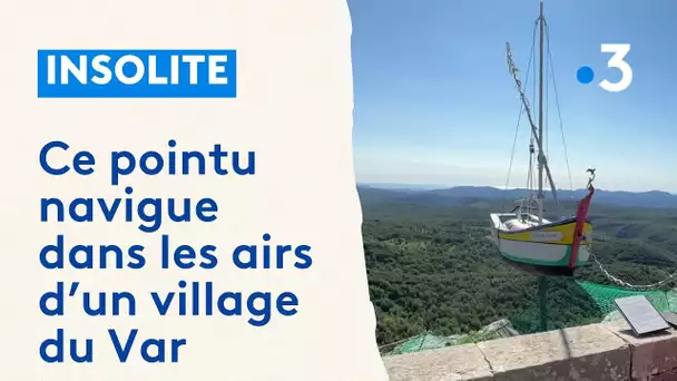 Un navire à 814 m au-dessus du niveau de la mer domine le village de Mons