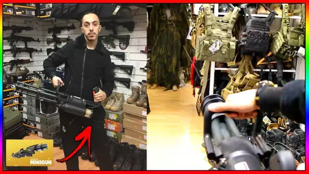 JE TIRE AVEC LE MINIGUN DE FORTNITE EN IRL !!!