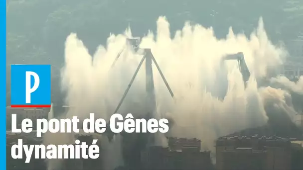 Le pont de Gênes entièrement dynamité