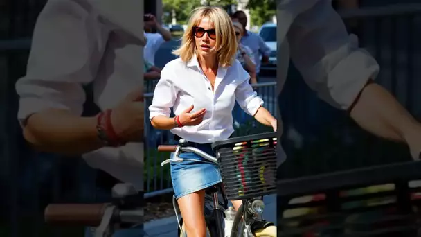 Brigitte Macron Cycling in Style for women over 60 #brigittemacron #beauty #parisstyle #fashion