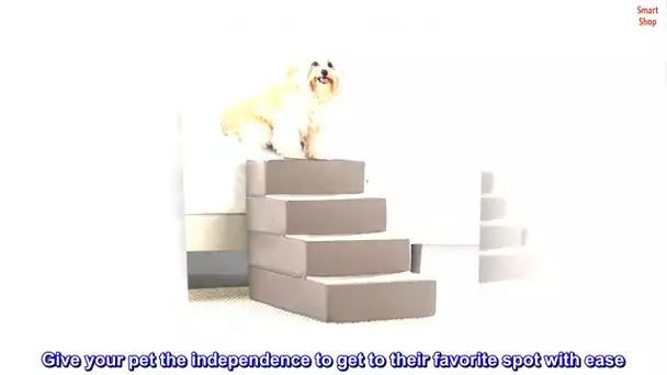 Zinus Easy Pet Stairs / Pet Ramp / Pet Ladder, Large, Sand