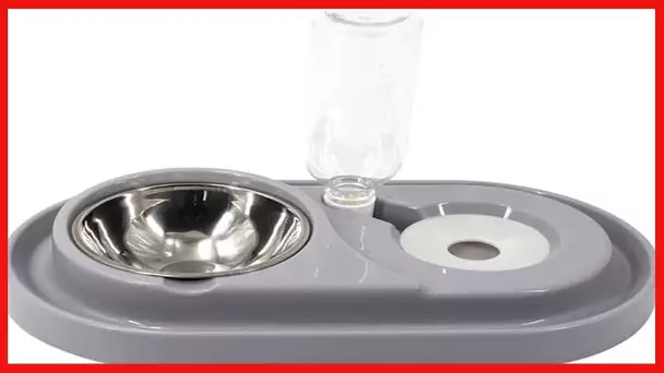 Double Dog Cat Bowls Water and Food Bowl Set，Detachable Stainless Steel Bowl Automatic Water