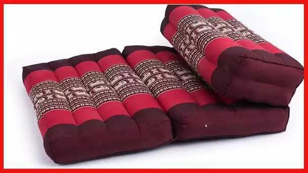 GABUR Foldable Meditation Cushion, 100% Kapok, Red Elephants, 25.5"x19.5"