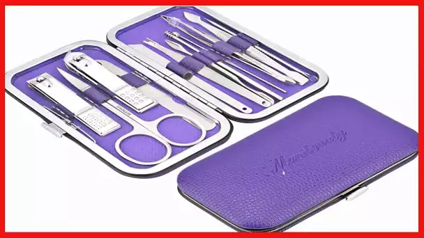 Manicure Set, 12 PCS Stainless Steel Manicure Kit with Fingernail Clippers and Toenail Clippers
