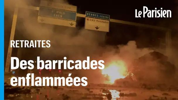 Grève du 7 mars : une route nationale bloquée à Rennes, des barricades enflammées