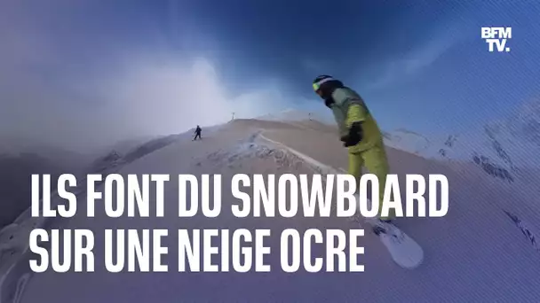 Ces snowboarders s'offrent une descente sur une neige ocre dans les Pyrénées