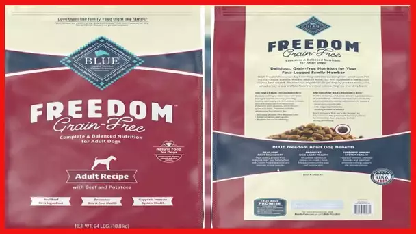 Blue Buffalo Freedom Grain Free Recipe for Dog, Beef Recipe, 24 lb