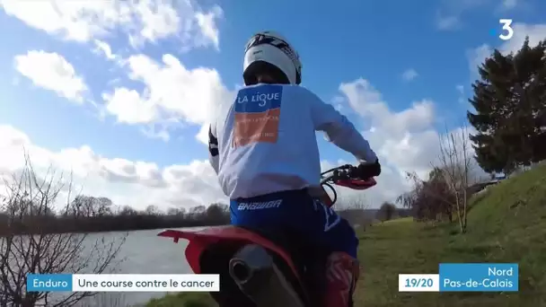 Portrait de Florent Caté qui roule pour la lutte contre cancer à l'Enduropale 2022.