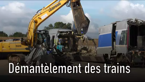 Le plus gros site de démantèlement de train de France s'active