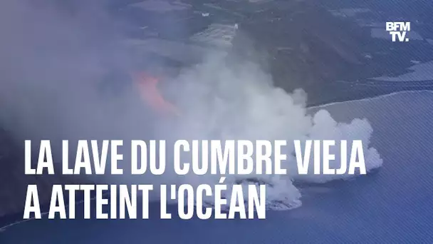 Les images de la lave du volcan Cumbre Vieja au contact de l'océan aux Canaries