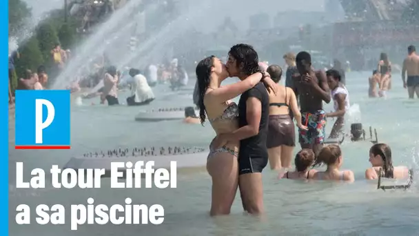 Canicule : les touristes se baignent dans la fontaine du Trocadéro
