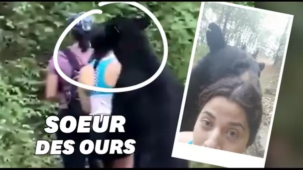 Approchée par un ours, cette promeneuse n'a pas oublié de faire un selfie