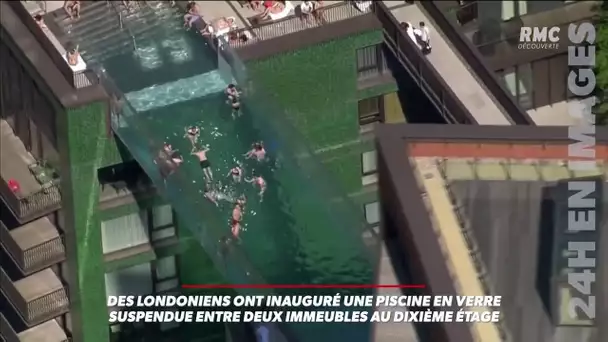 Une incroyable piscine de verre suspendue au dixième étage d'un immeuble ouvre ses portes à Londres