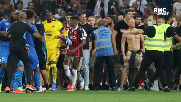 Nice - OM : Enorme embrouille et invasion de terrain par les supporters à l'Allianz Riviera