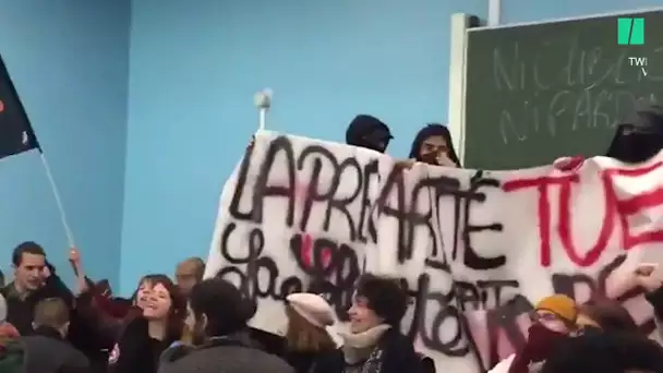 François Hollande interdit de conférence par des manifestants à l'université Lille 2