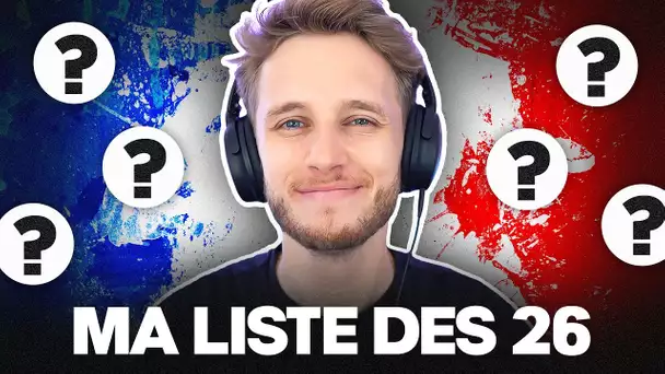 🇫🇷 MA LISTE DES 26 ! (avec une surprise)