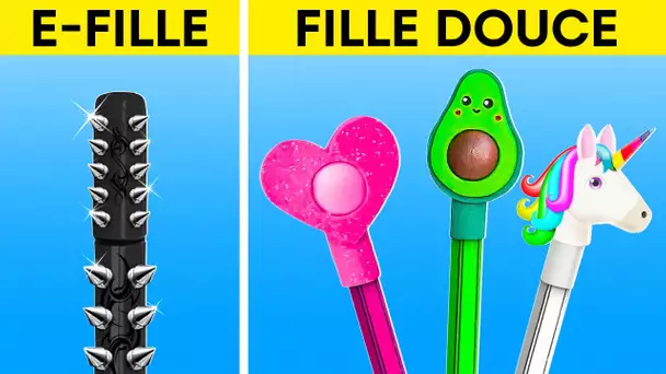 E-girl vs Soft Girl : Travaux manuels scolaires 😈👼 Bonnes vs Mauvaises astuces scolaires