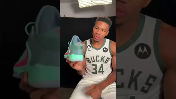 Giannis rocking the new Zoom Freak 4s at #NBAMediaDay 👀