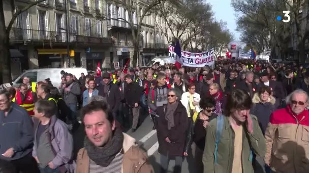 Images de la manifestation à Bordeaux contre la réforme des retraites le 29 janvier 2020