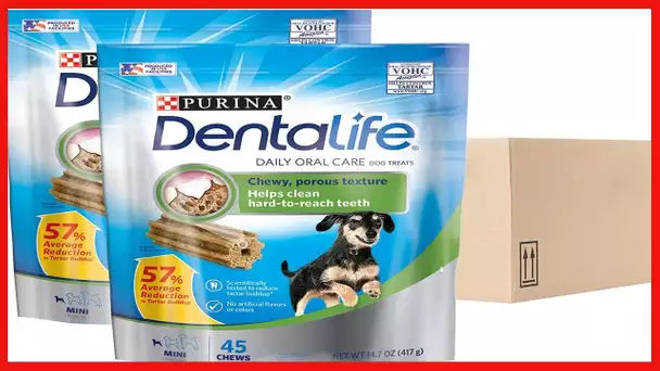 Purina DentaLife Made in USA Facilities Toy Breed Dog Dental Chews, Daily Mini - (2) 45 ct. Pouches