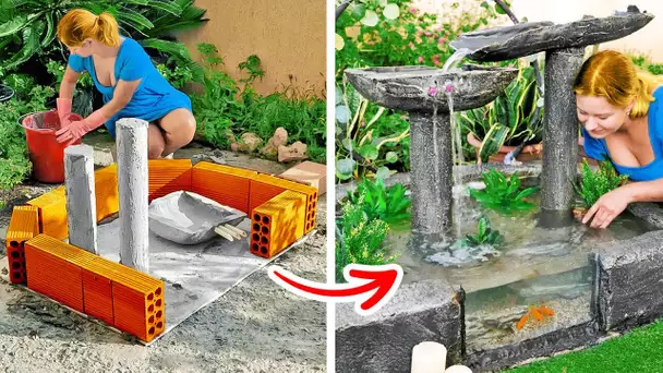 INCROYABLE FONTAINE EN CIMENT POUR TON JARDIN || CRÉATIONS DIY AVEC DU CIMENT