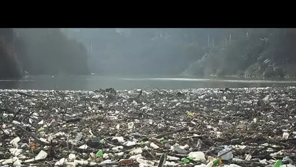 En Bulgarie, une île flottante de déchets sur la rivière Iskar