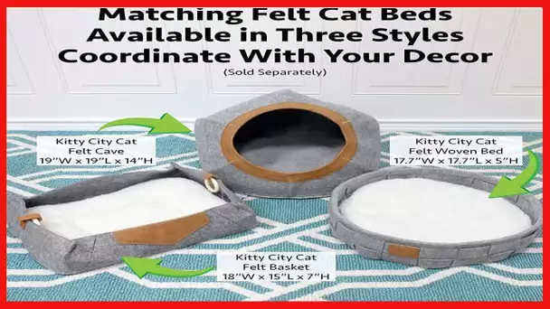 Kitty City Large Faux Leather Trimmed Felt Cat Cave, Felt Bed, Felt Lounge