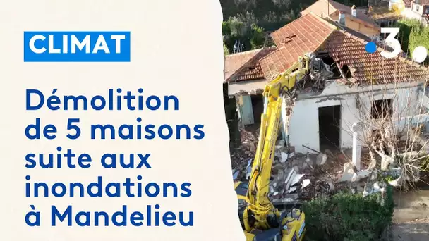 Démolition de 5 maisons suite aux inondations à Mandelieu (06)