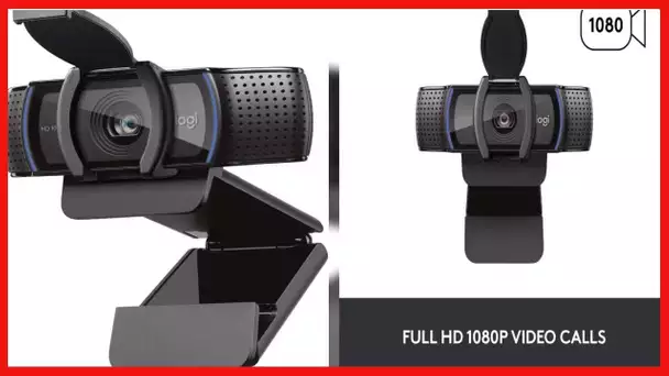 Logitech C920S HD Pro Webcam, Full HD 1080p/30fps Video Calling, Clear Stereo Audio, HD Light