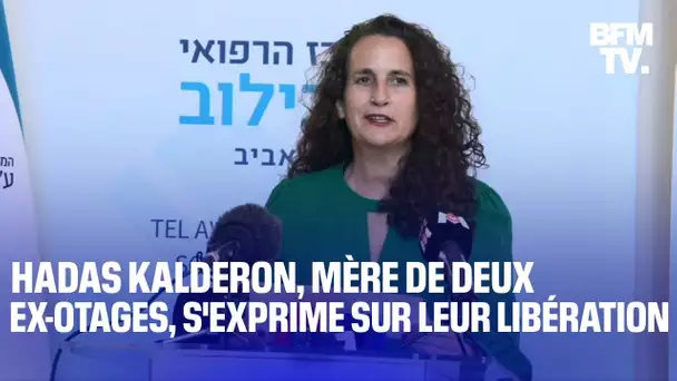 Conflit Israël/ Hamas: Hadas Kalderon, mère de deux ex-otages, s'exprime sur leur libération