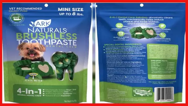 Ark Naturals Brushless Toothpaste, Dog Dental Chews for Mini Breeds, Freshens Breath, Helps Reduce