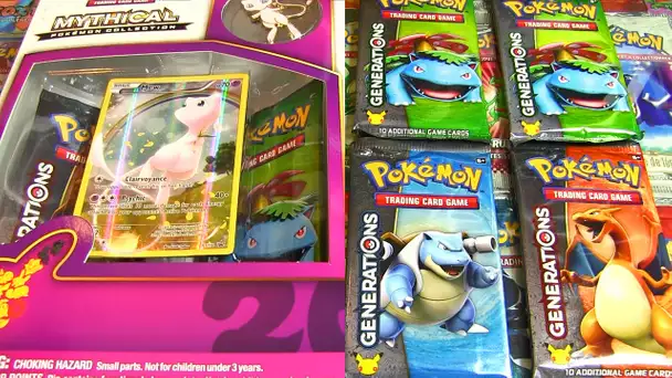 Ouverture de 4 Boosters Pokémon GENERATIONS de 2 Coffrets Pokémon MEW MYTHICAL COLLECTION !