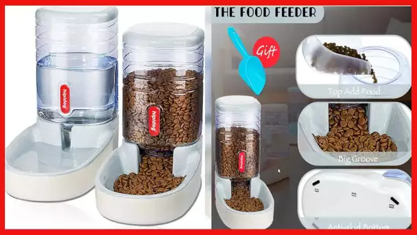 Automatic Pet Feeder Small&Medium Pets Automatic Food Feeder and Waterer Set 3.8L, Travel Supply