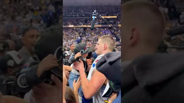 Jokic and his daughter share a moment after winning the 2022-23 NBA Title! 🏆| #Shorts