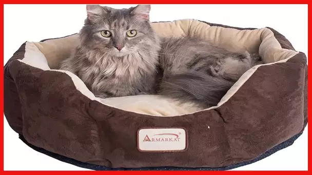 Armarkat Round or Oval Shape Pet Cat Bed for Cats and Small Dogs