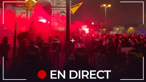 Champs-Élysées: les supporters algériens fêtent la victoire de leur équipe