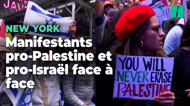 Des manifestants pro-Palestine et pro-Israël face à face à New York