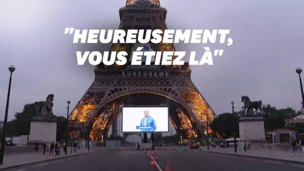 Les personnes mobilisées contre le coronavirus remerciées sur la Tour Eiffel