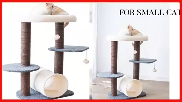 PetPals Cat Tree Cat Tower for Activity with Tunnel and Toy Ball, Gray